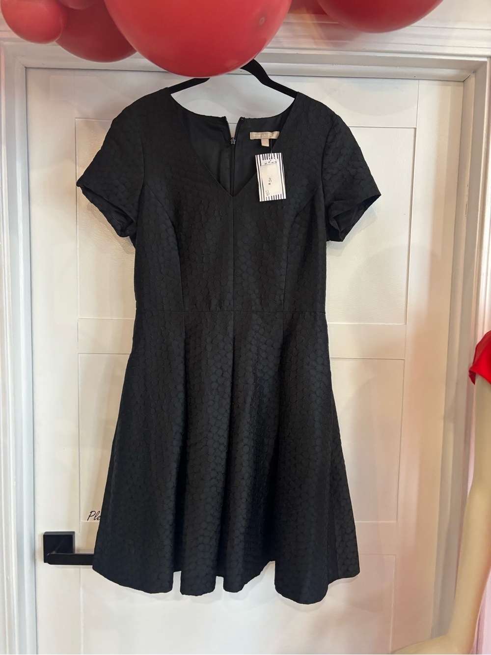 Banana Republic Black Textured Fit-and-Flare Dress